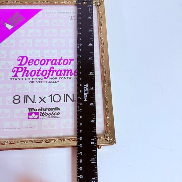 Woolworth Footed Photo Frame VTG Gold Tone Ornate Design Decorator 8 in x 10 in - Picture 10 of 12